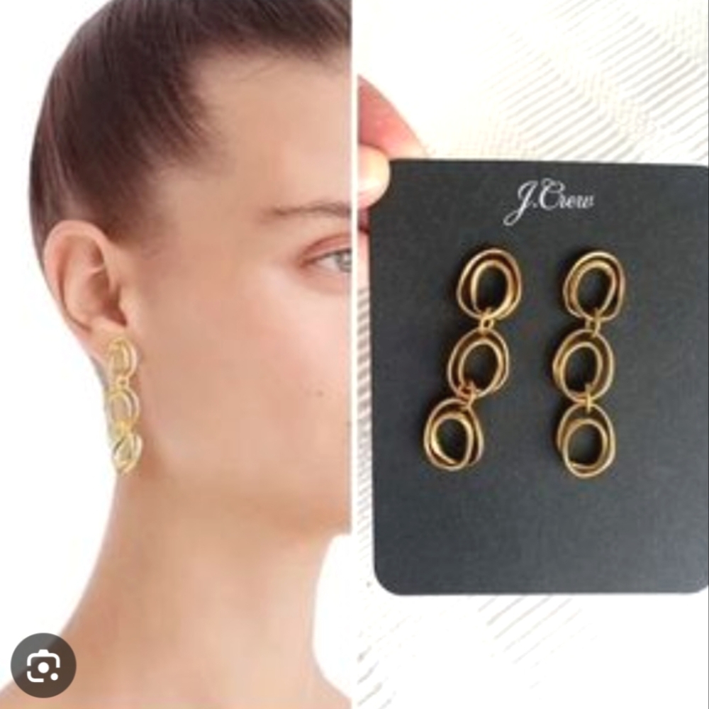 J. Crew Double Wobble Gold Drop Earrings